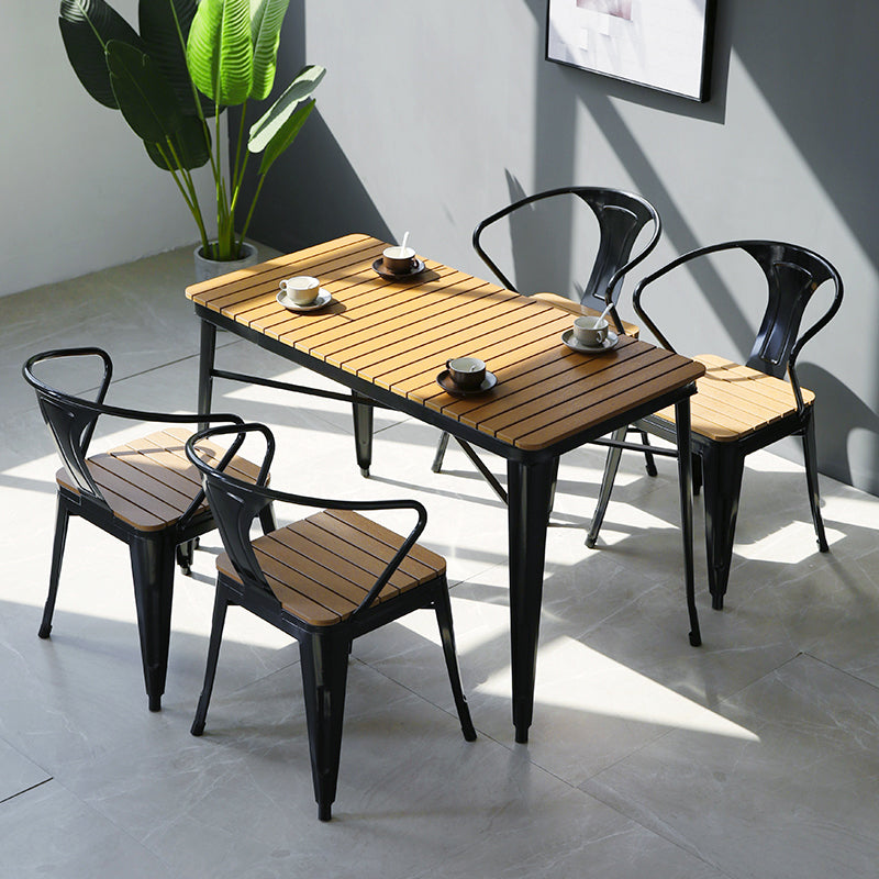 1/3/5 Pcs Metal Industrial Dinette Set with Manufactured Wood Table Dining Set