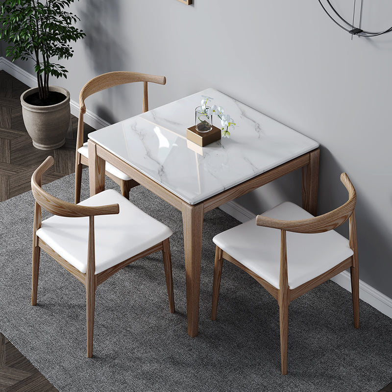 Square Marble Dining Table Industrial Style 4 Legs Table for Dining Room