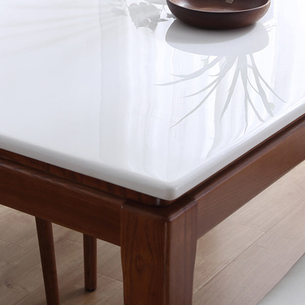 Square Marble Dining Table Industrial Style 4 Legs Table for Dining Room