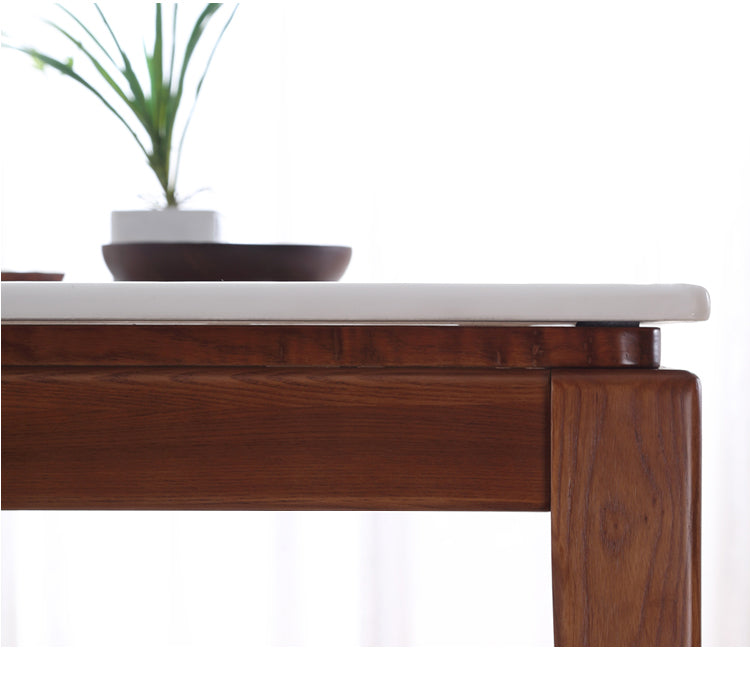 Square Marble Dining Table Industrial Style 4 Legs Table for Dining Room