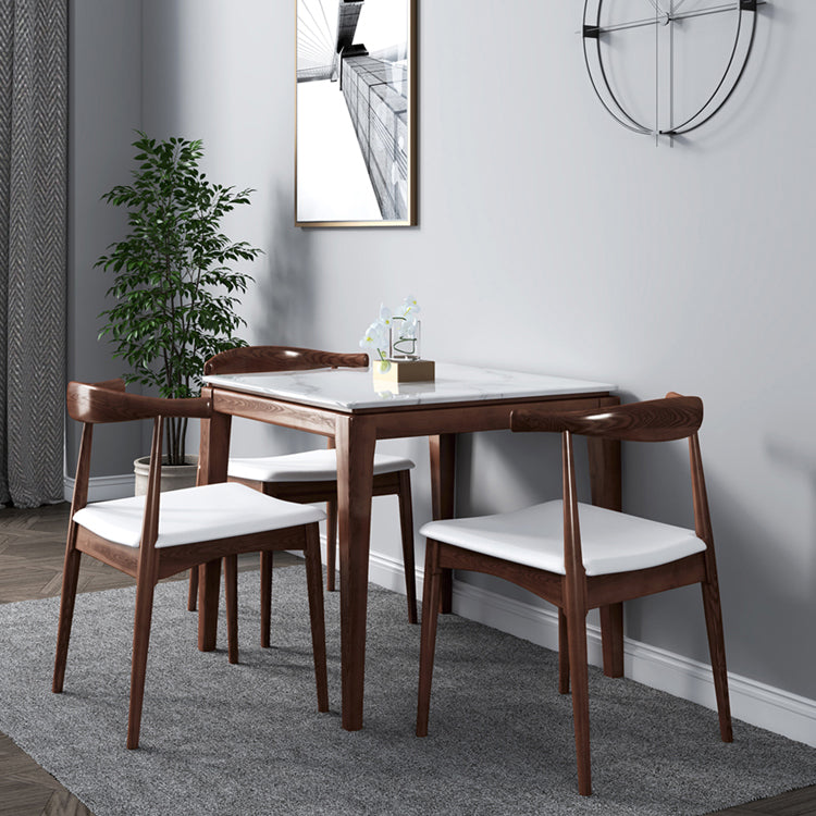 Square Marble Dining Table Industrial Style 4 Legs Table for Dining Room