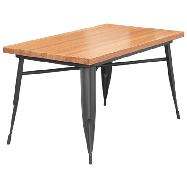 Mesa de comedor de madera sólida Mesa de comedor industrial de 4 patas con base de metal
