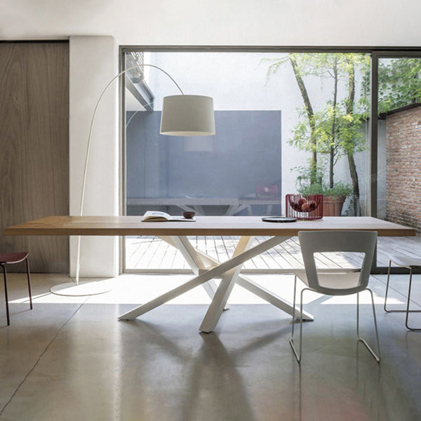 Rectangle 4 Legs Industrial Table Solid Wood Fixed Table for Restaurant