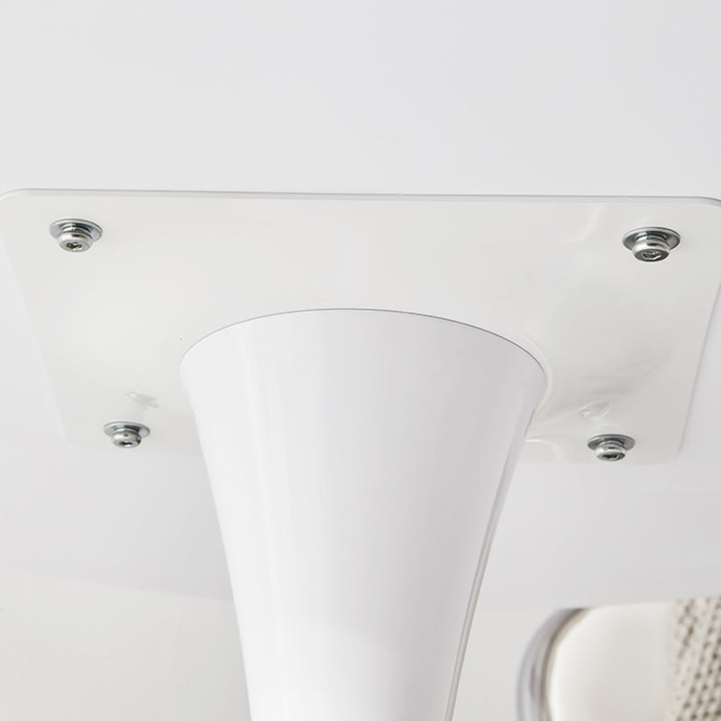 Mesa de comedor redonda moderna de metal, mesa interior con tapa de madera y base de tulipán