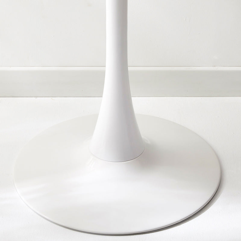 Mesa de comedor redonda moderna de metal, mesa interior con tapa de madera y base de tulipán