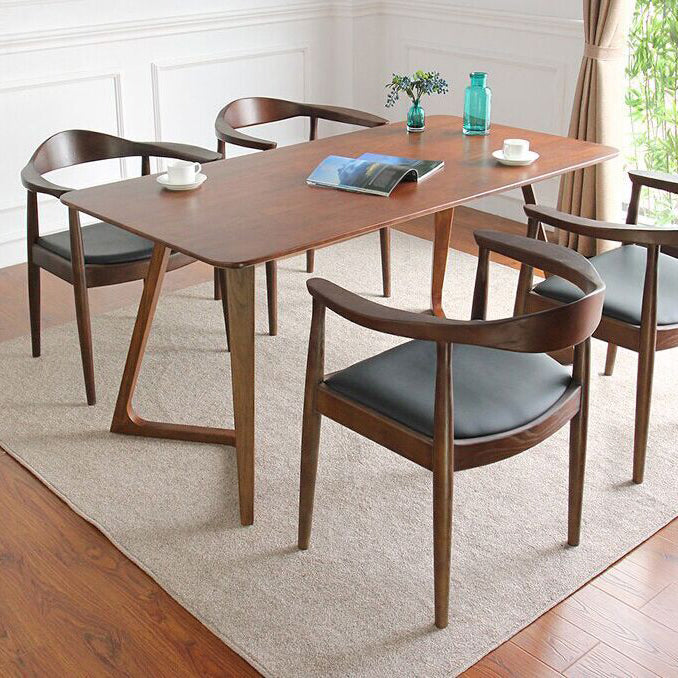 Rechthoek dubbele voetstuk moderne tafel massief hout vaste tafel voor thuis