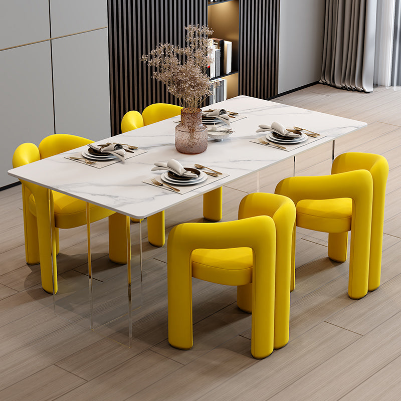 Sintered Stone Dining Table Modern Rectangle Dining Table with Acrylic Base for Home