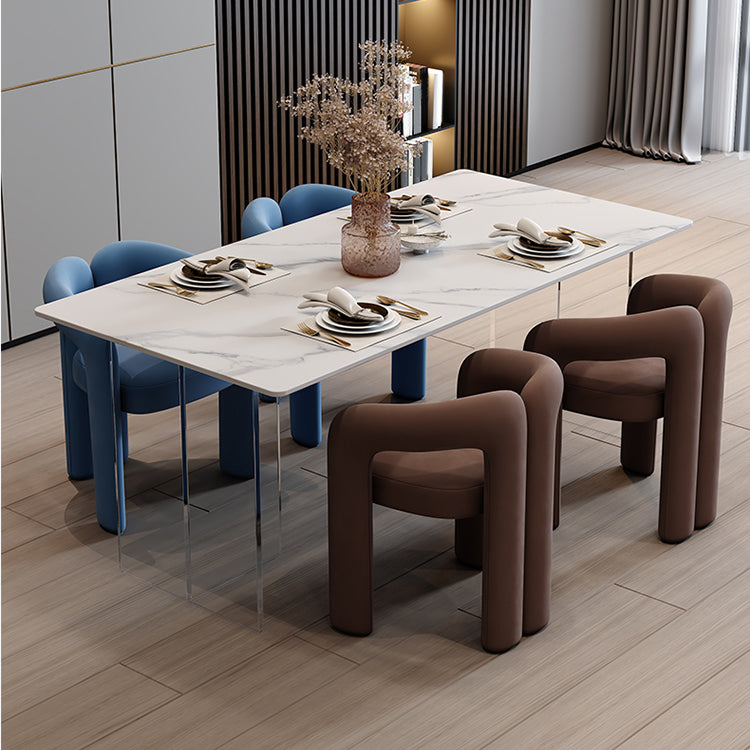 Sintered Stone Dining Table Modern Rectangle Dining Table with Acrylic Base for Home