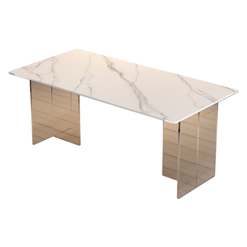 Sintered Stone Dining Table Modern Rectangle Dining Table with Acrylic Base for Home