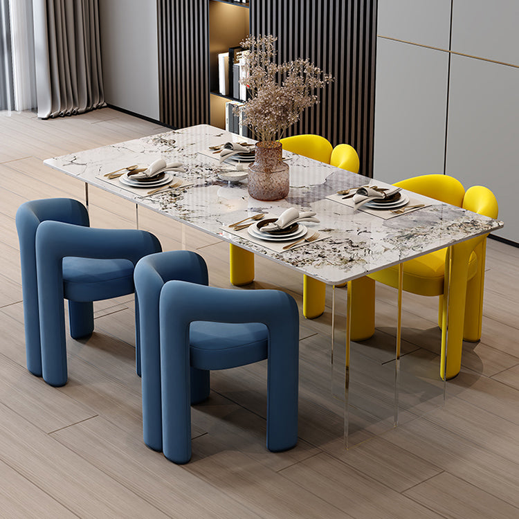 Sintered Stone Dining Table Modern Rectangle Dining Table with Acrylic Base for Home