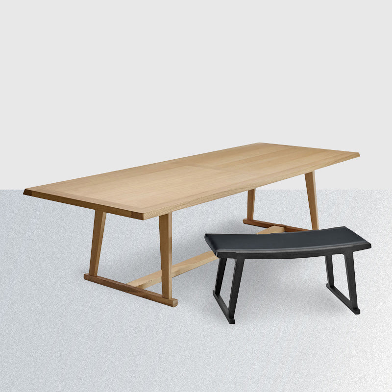 Mesa moderna de madera sólida para mesa de comedor rectangular de restaurantes con base de caballete