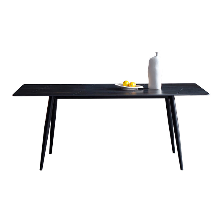 Mesa de comedor de estilo industrial rectangular de 4 patas, mesa fija de piedra sinterizada para cocina