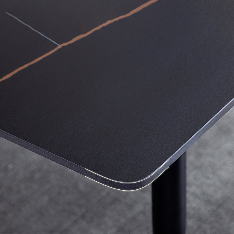 Mesa de comedor de estilo industrial rectangular de 4 patas, mesa fija de piedra sinterizada para cocina