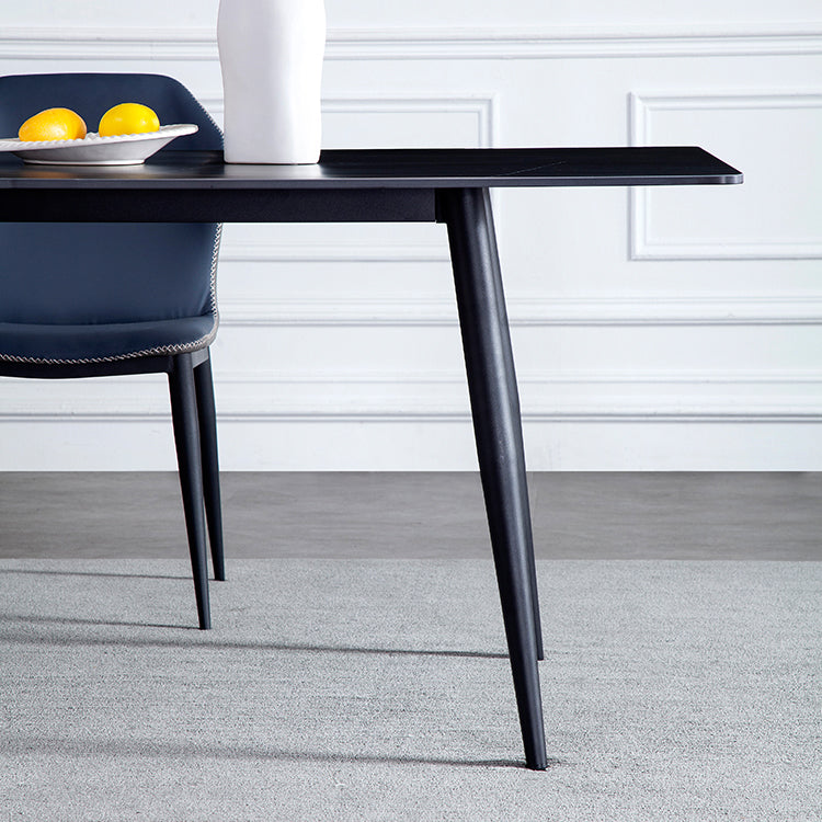 Mesa de comedor de estilo industrial rectangular de 4 patas, mesa fija de piedra sinterizada para cocina