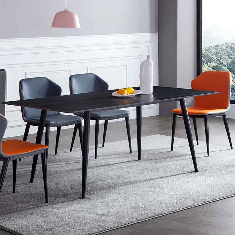 Mesa de comedor de estilo industrial rectangular de 4 patas, mesa fija de piedra sinterizada para cocina