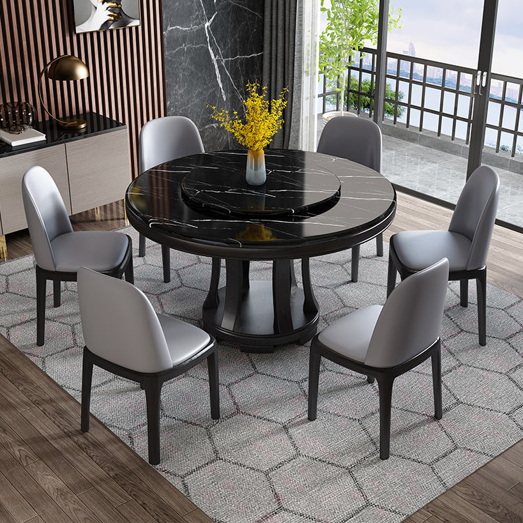 Mesa redonda del sitio de comedor sencille muebles de mármol con base de pedestal