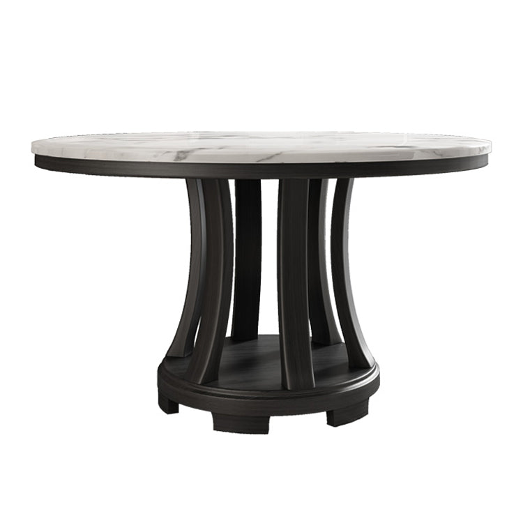 Mesa redonda del sitio de comedor sencille muebles de mármol con base de pedestal