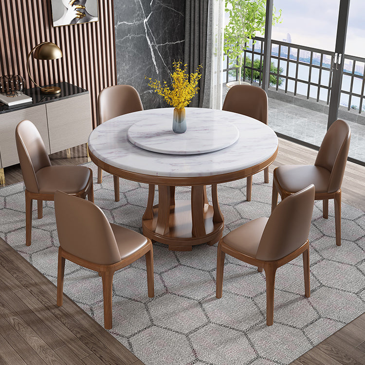 Mesa redonda del sitio de comedor sencille muebles de mármol con base de pedestal