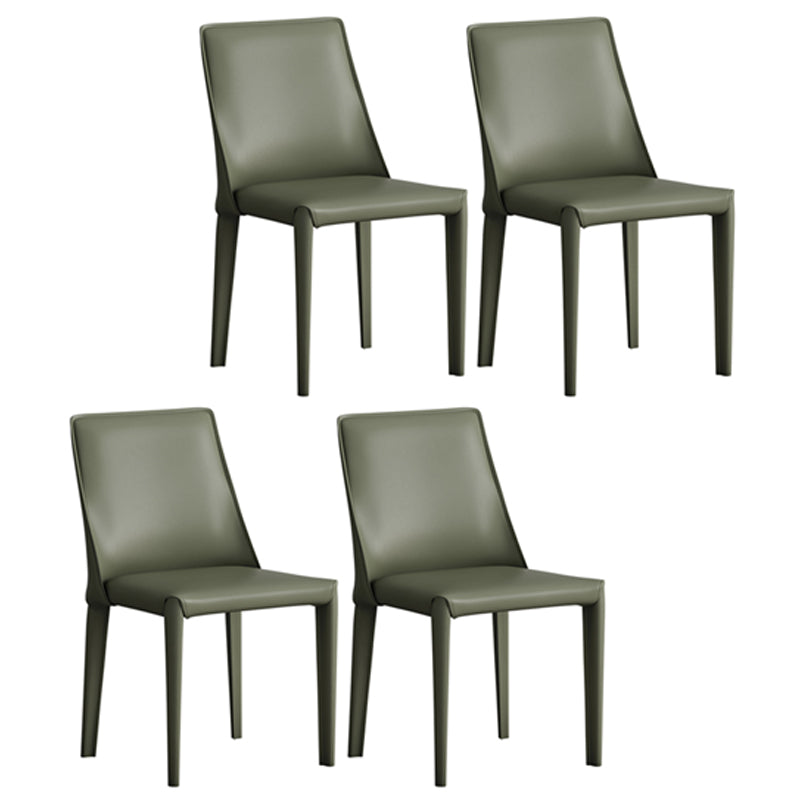 Silla lateral de cuero de hotel de estilo diseñador, silla de comedor con respaldo sólido y acabado mate