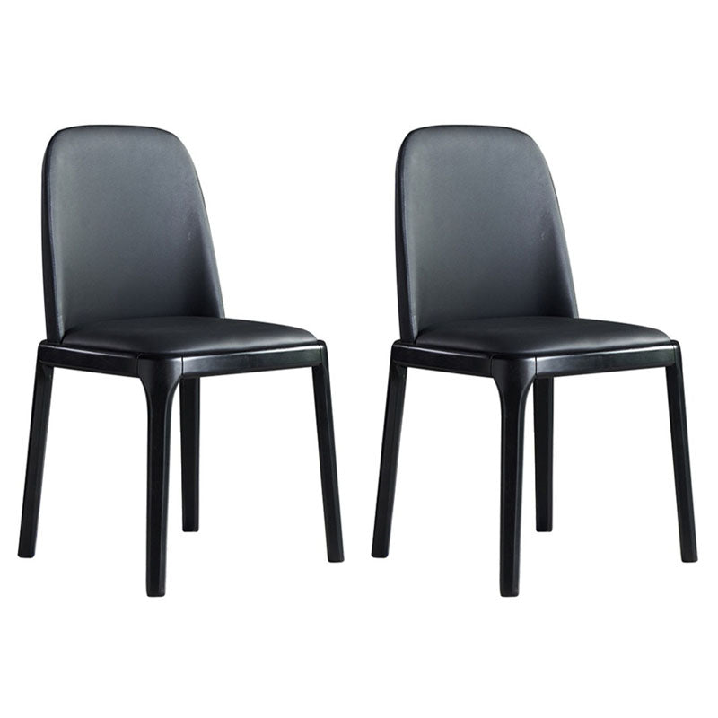 Silla de comedor contemporánea sin brazos Silla Parsons curvada de cuero con acabado mate