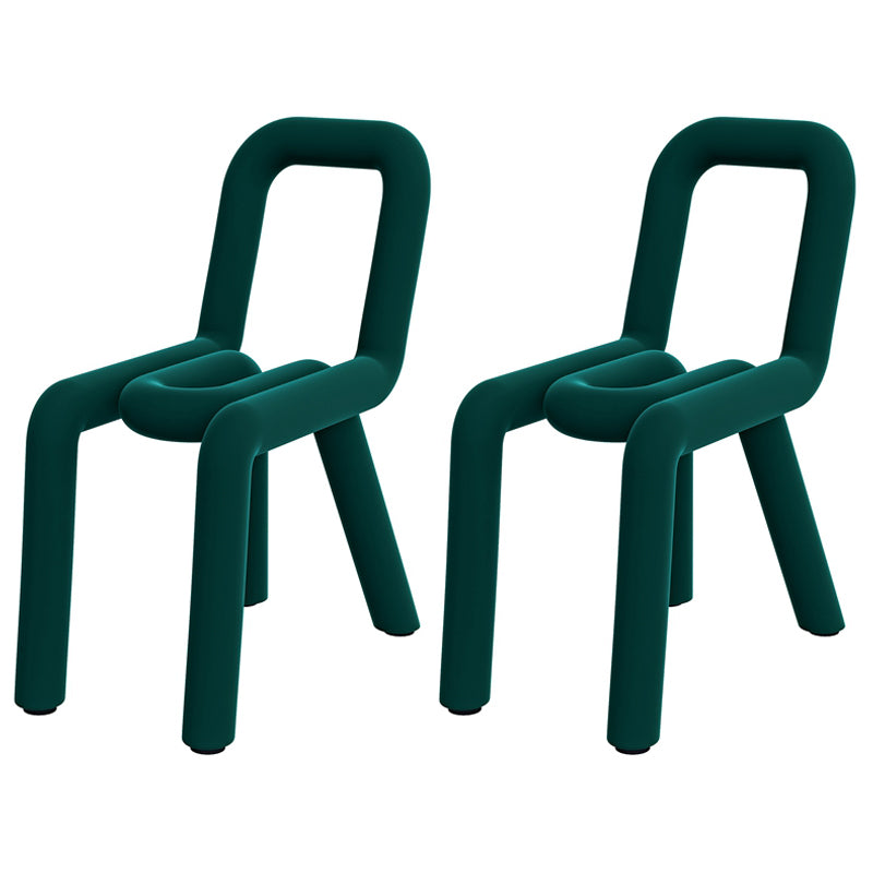 Silla lateral de terciopelo de hotel de estilo diseñador, acabado mate, parte trasera abierta, silla de comedor