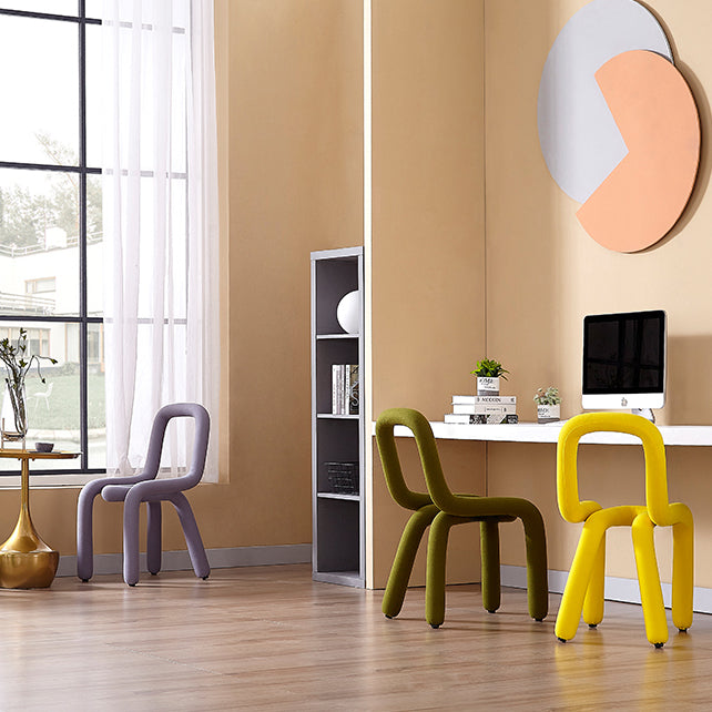 Silla lateral de terciopelo para sala de estar, estilo diseñador, acabado mate, respaldo abierto, silla de comedor