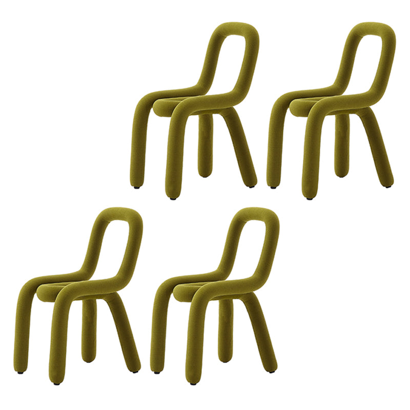 Silla lateral de terciopelo para sala de estar, estilo diseñador, acabado mate, respaldo abierto, silla de comedor