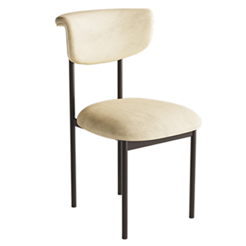 Silla auxiliar de terciopelo para el hogar moderno, silla de comedor con respaldo abierto y acabado mate