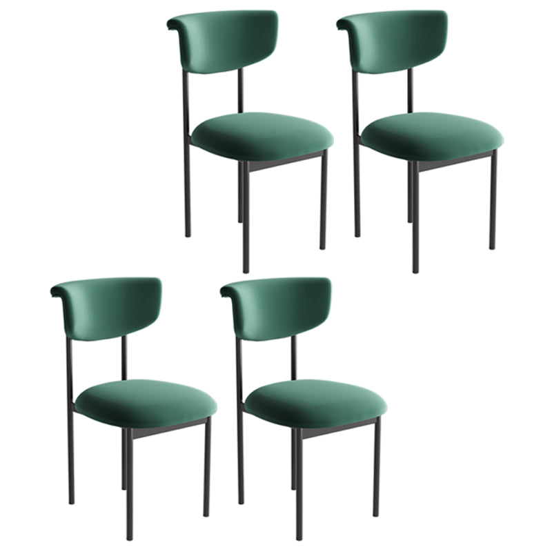 Silla auxiliar de terciopelo para el hogar moderno, silla de comedor con respaldo abierto y acabado mate