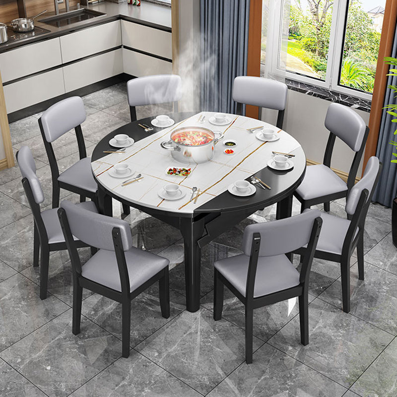 Silla auxiliar de comedor moderna, silla con respaldo abierto curvado de madera maciza y cuero con acabado mate