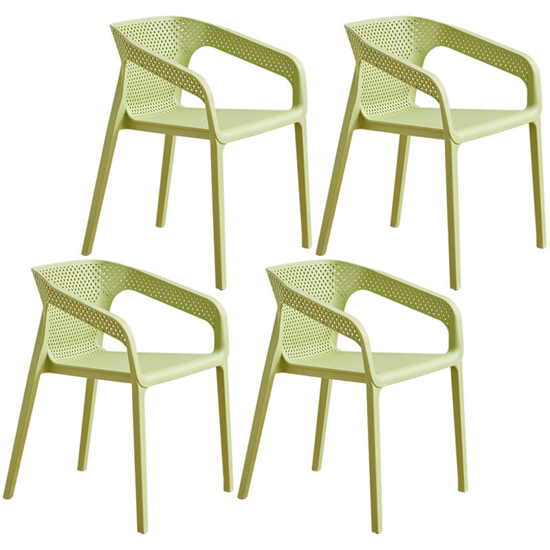 Modern Coffee Shop Plastic Arm Chair Matte Finish Solid Back Dining Chair
