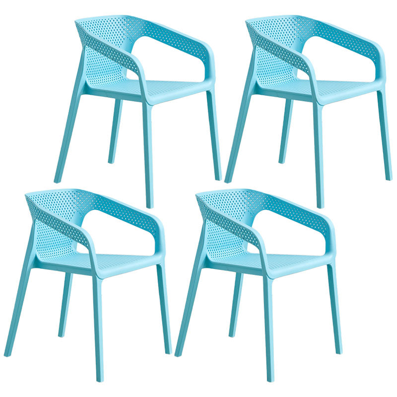 Modern Coffee Shop Plastic Arm Chair Matte Finish Solid Back Dining Chair