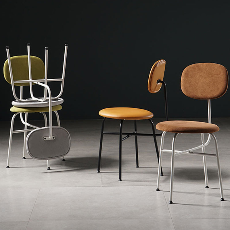 Chaise de salle à manger de style contemporain Chaise d'appoint sans accoudoirs avec pieds en métal