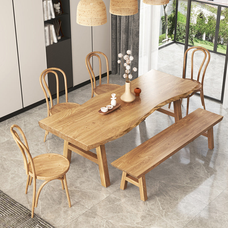 Modern 1/2/3/5/6 Pieces Rectangle Dining Set Solid Wood Dining Table with Chairs