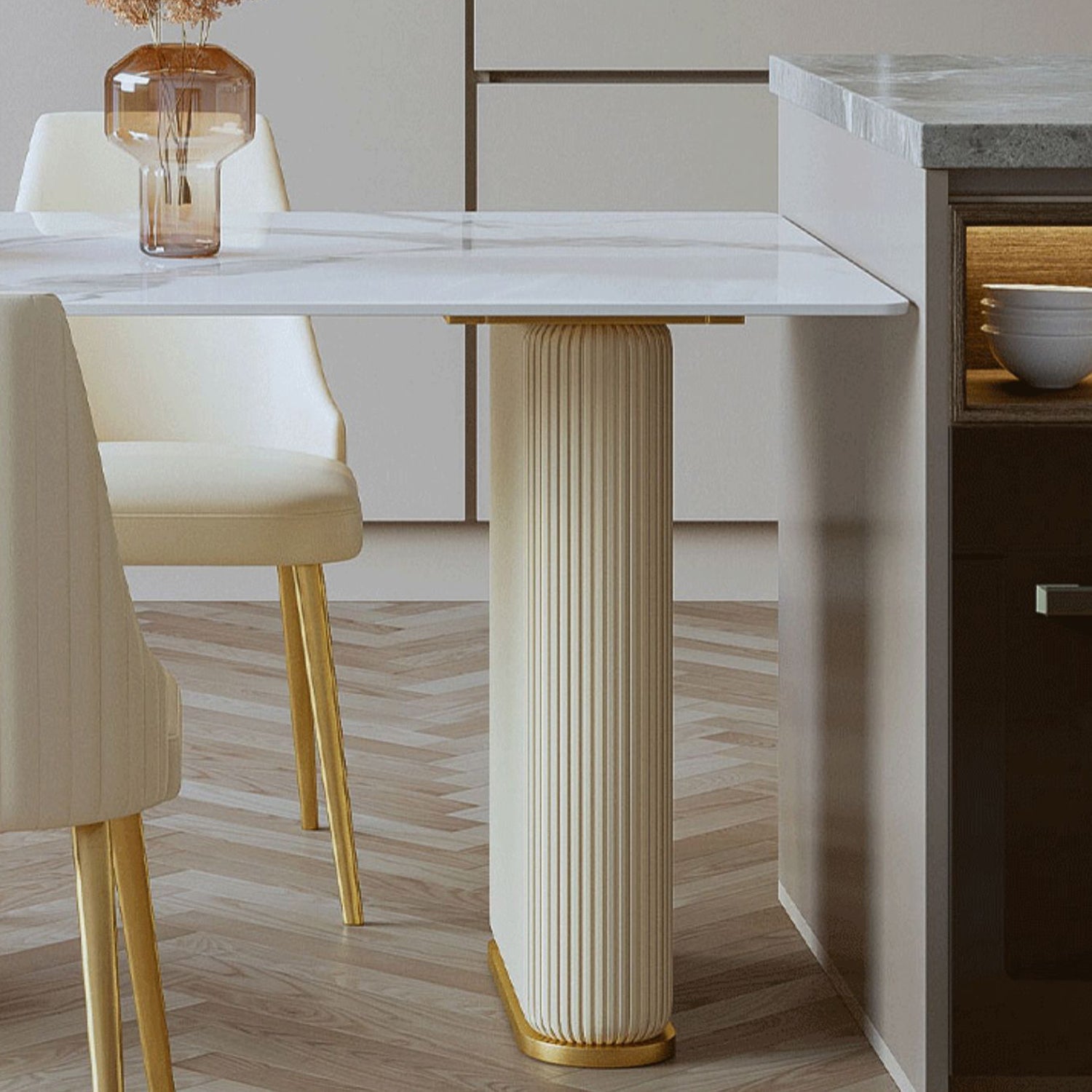 Glam 1/2/3/5 Pieces Dining Set Sintered Stone Dining Table for Home Use