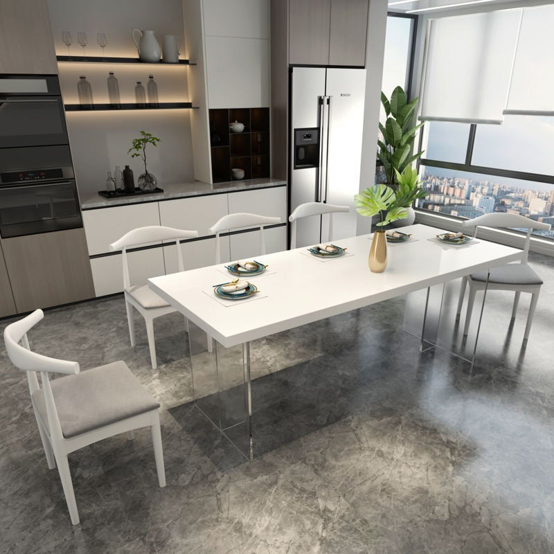 Modern 1/2/5/6/7 Pieces Rectangle Dining Set Solid Wood Dining Table with Chairs