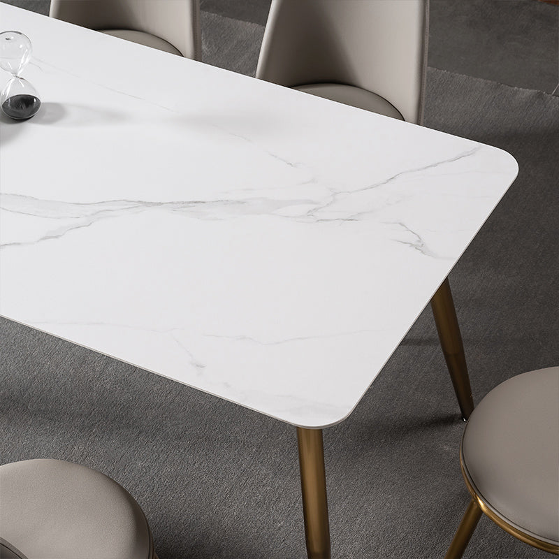 Luxury 1/2/5/7 Pieces Dining Set Sintered Stone Dining Table with Leather Chairs