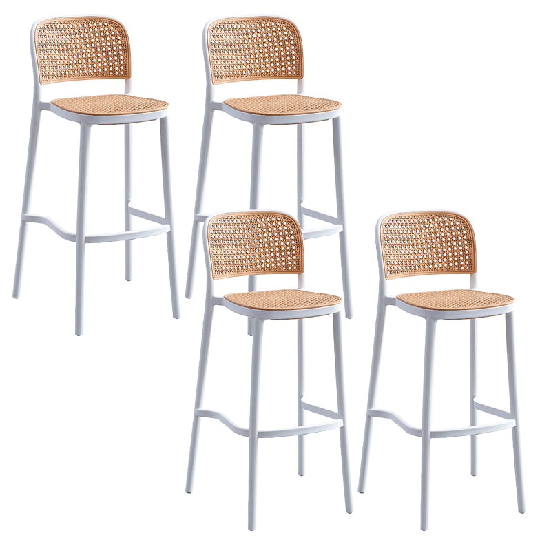 Taburete de bar de plástico de estilo moderno con reposapiés, taburete de bar simple con respaldo bajo para cocina