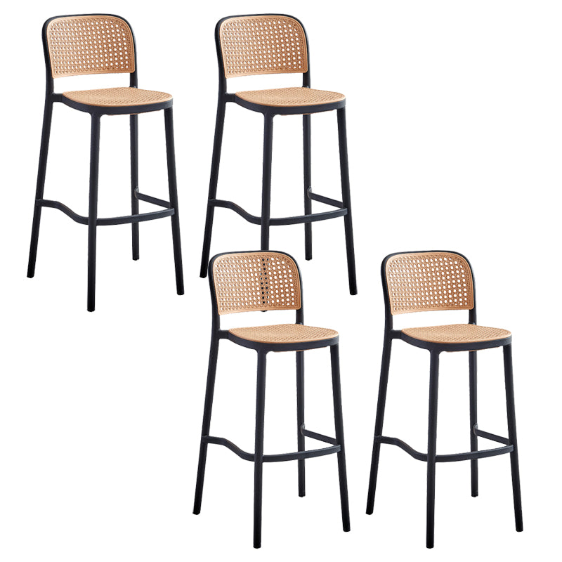 Taburete de bar de plástico de estilo moderno con reposapiés, taburete de bar simple con respaldo bajo para cocina