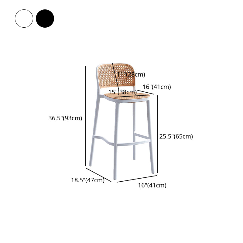 Taburete de bar de plástico de estilo moderno con reposapiés, taburete de bar simple con respaldo bajo para cocina
