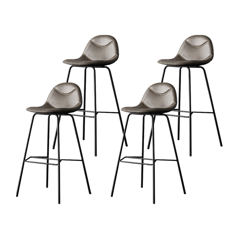 Taburetes industriales de cuero para mostrador de hierro, taburetes de bar con respaldo bajo y 4 patas para cocina