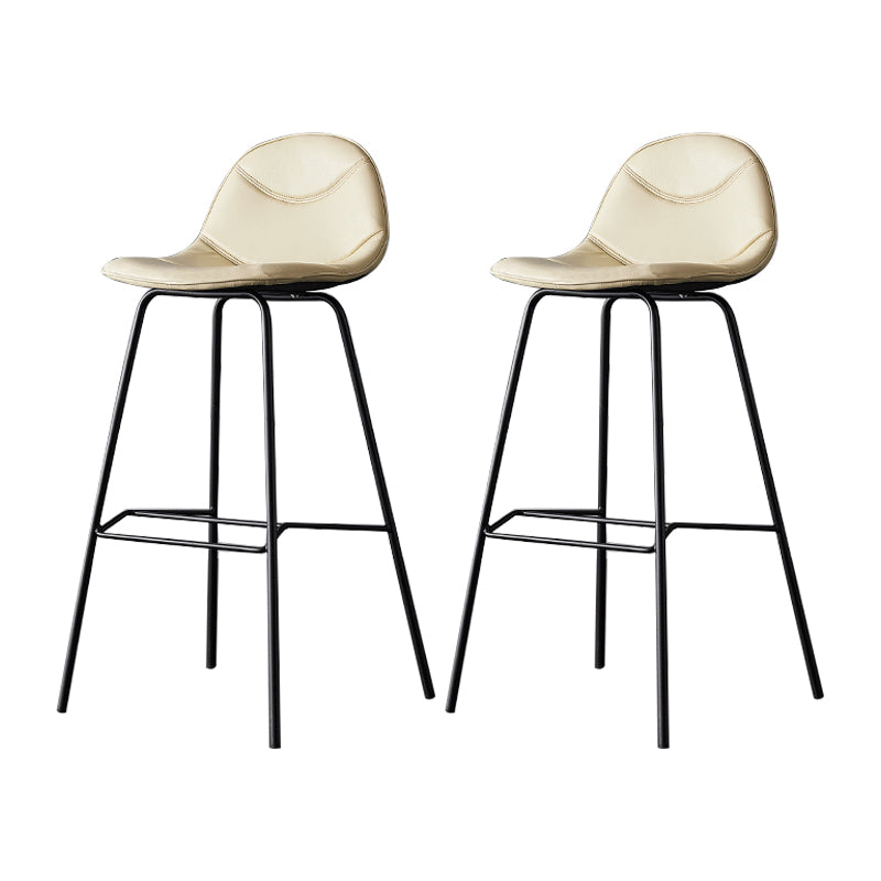 Taburetes industriales de cuero para mostrador de hierro, taburetes de bar con respaldo bajo y 4 patas para cocina
