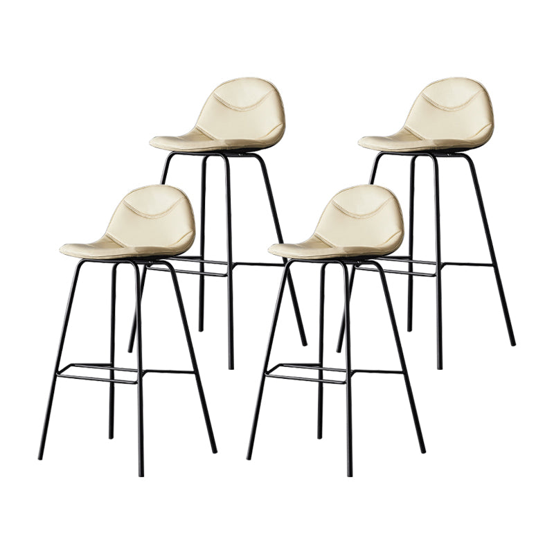 Taburetes industriales de cuero para mostrador de hierro, taburetes de bar con respaldo bajo y 4 patas para cocina