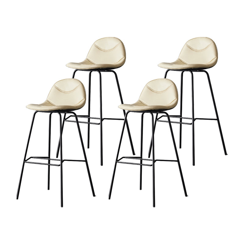 Taburetes industriales de cuero para mostrador de hierro, taburetes de bar con respaldo bajo y 4 patas para cocina