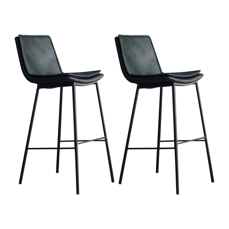 Industrial Leather Iron Counter Stools Low Back Bar Stools with Rectangle Seat