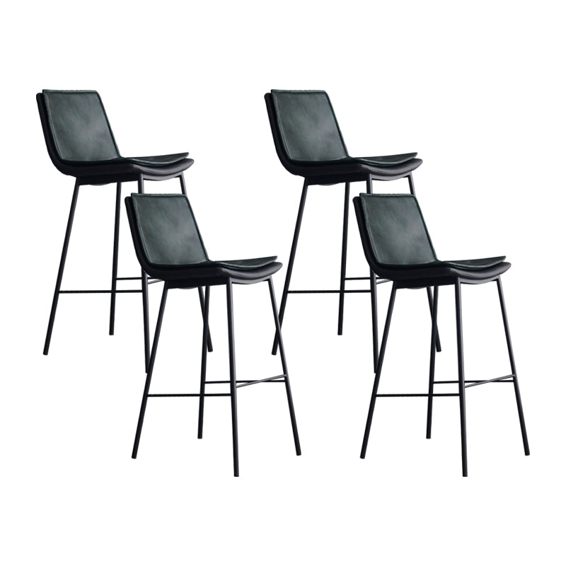 Industrial Leather Iron Counter Stools Low Back Bar Stools with Rectangle Seat