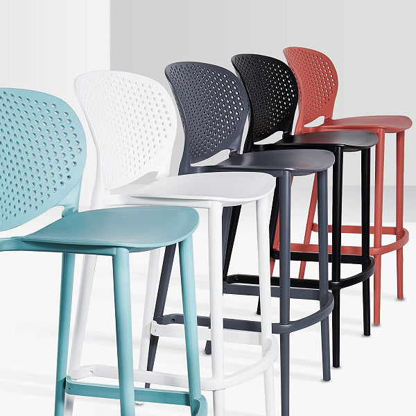 Contemporary Stackable Colorful Counter Stools Plastic Armless Indoor Bar Stool
