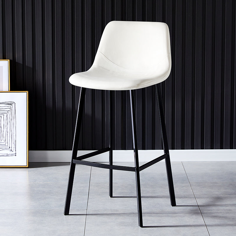 Industrial Leather Metal Counter Stools Low Back Bar Stools with Bucket Seat
