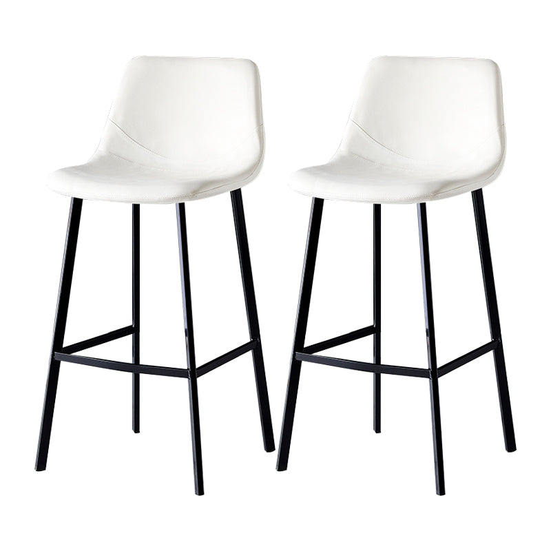 Industrial Leather Metal Counter Stools Low Back Bar Stools with Bucket Seat