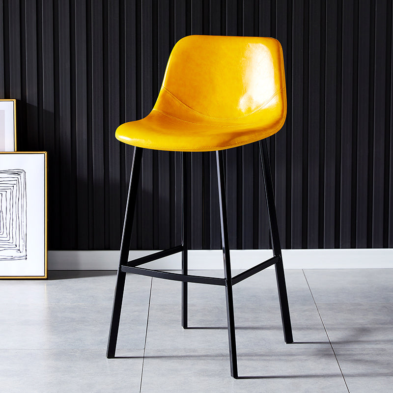 Industrial Leather Metal Counter Stools Low Back Bar Stools with Bucket Seat